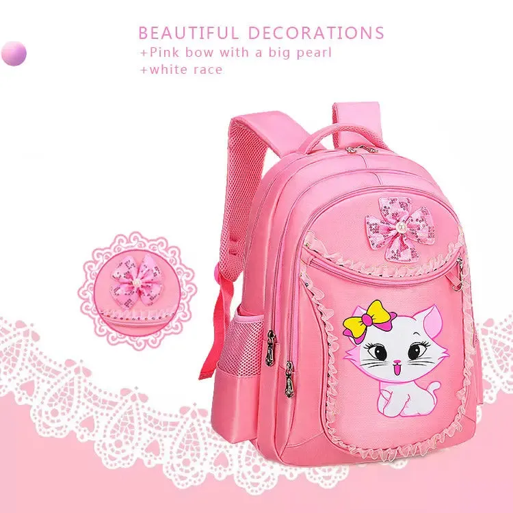 3 Pieces Pink Cat Children Backpack School Bags for girls 4136-1