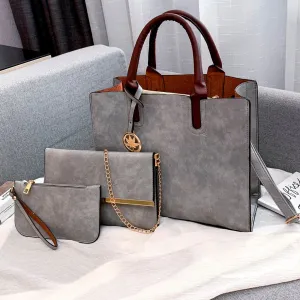 3PCS Women's Bag Set Fashion PU Leather Ladies Handbag Solid Color Messenger Bag Shoulder Bag Wallet Bags For Women 2019