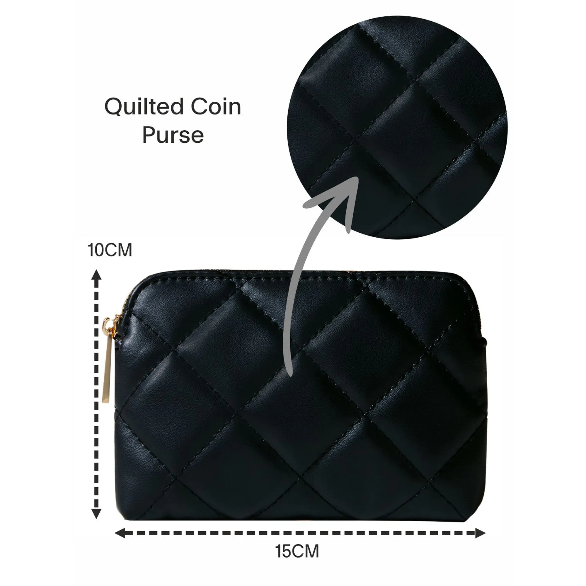 Accessorize London Women's Black Quilted Coin Purse