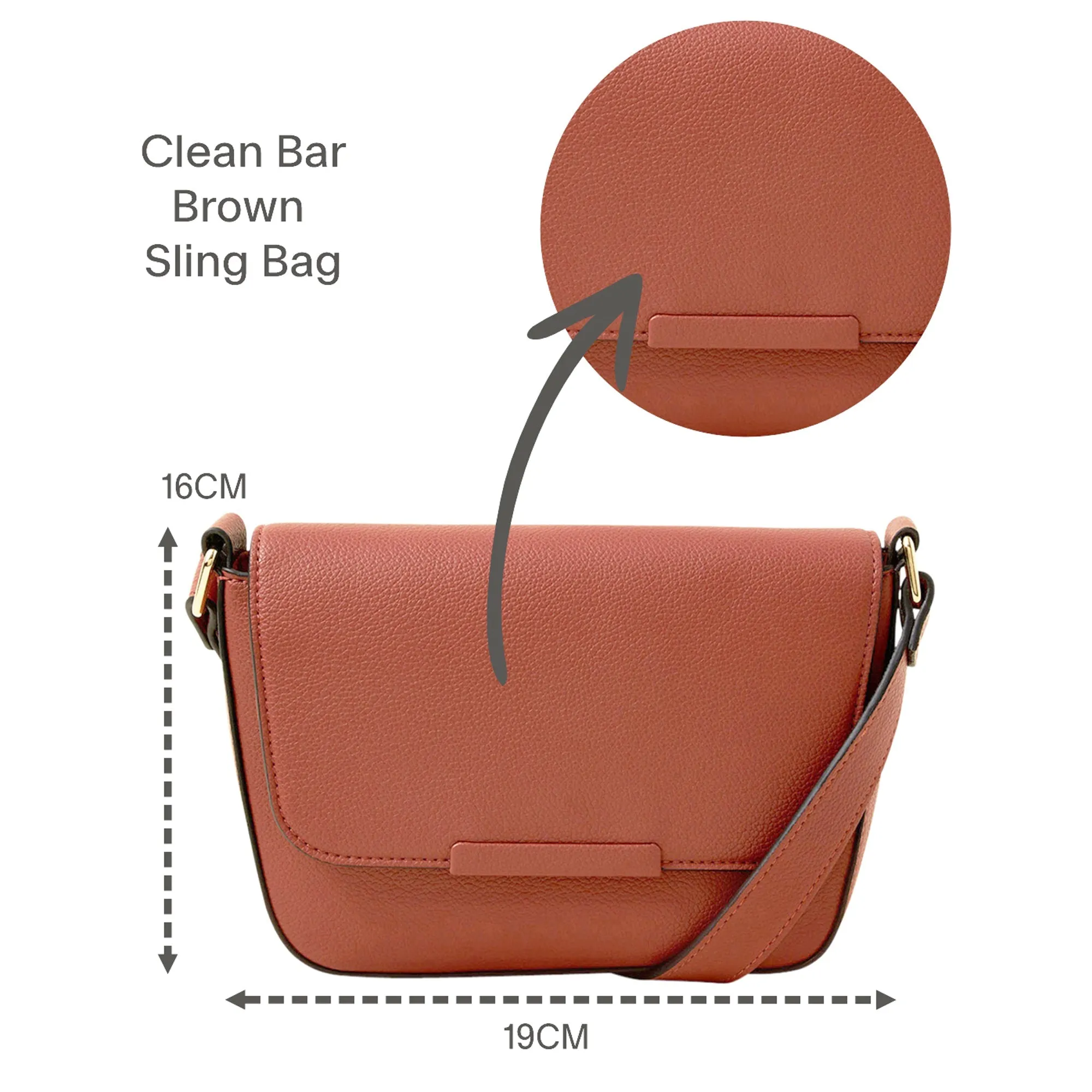 Accessorize London Women's Brown Clean Bar Sling Bag