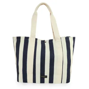 Accessorize London Women's Faux Leather Blue Stripe shopper Bag