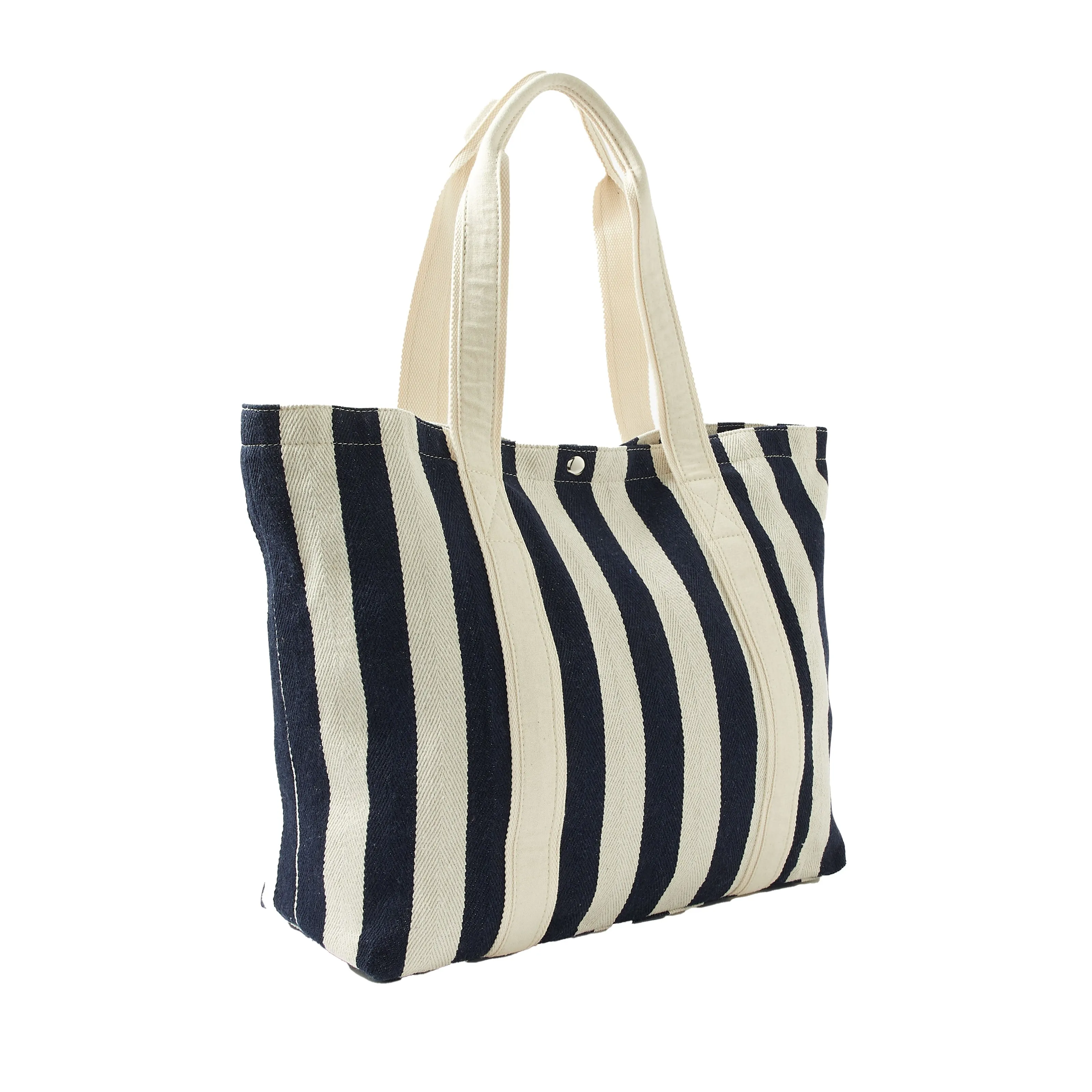 Accessorize London Women's Faux Leather Blue Stripe shopper Bag