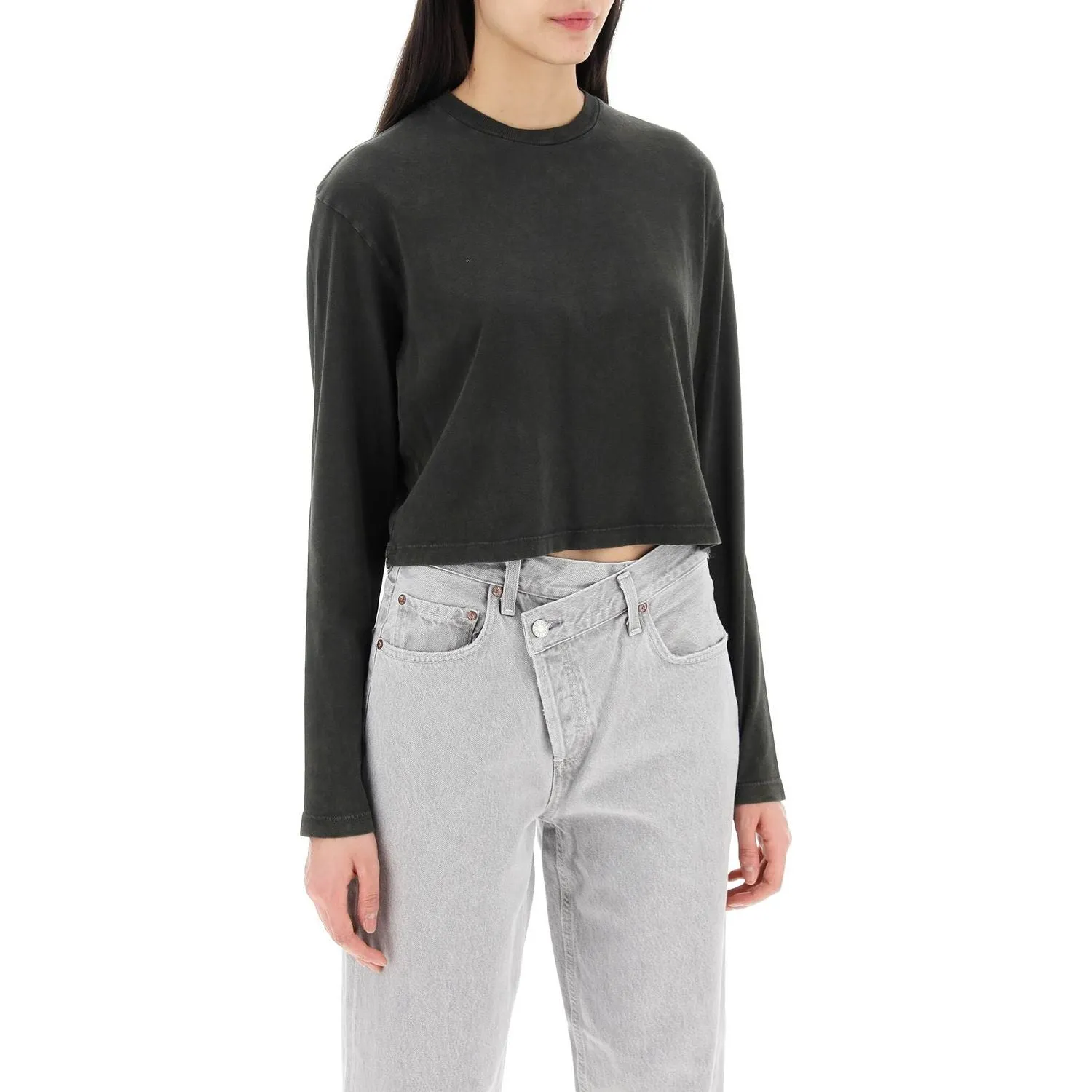 Agolde cropped long-sleeved mason t