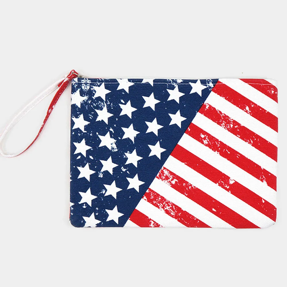 American Flag Wristlet Clutch