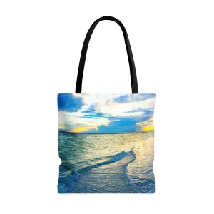 AOP Tote Bag Blue Sea Glass  High-Quality Tote Bag Shopping Tote Bag Travel Tote  Beach Tote