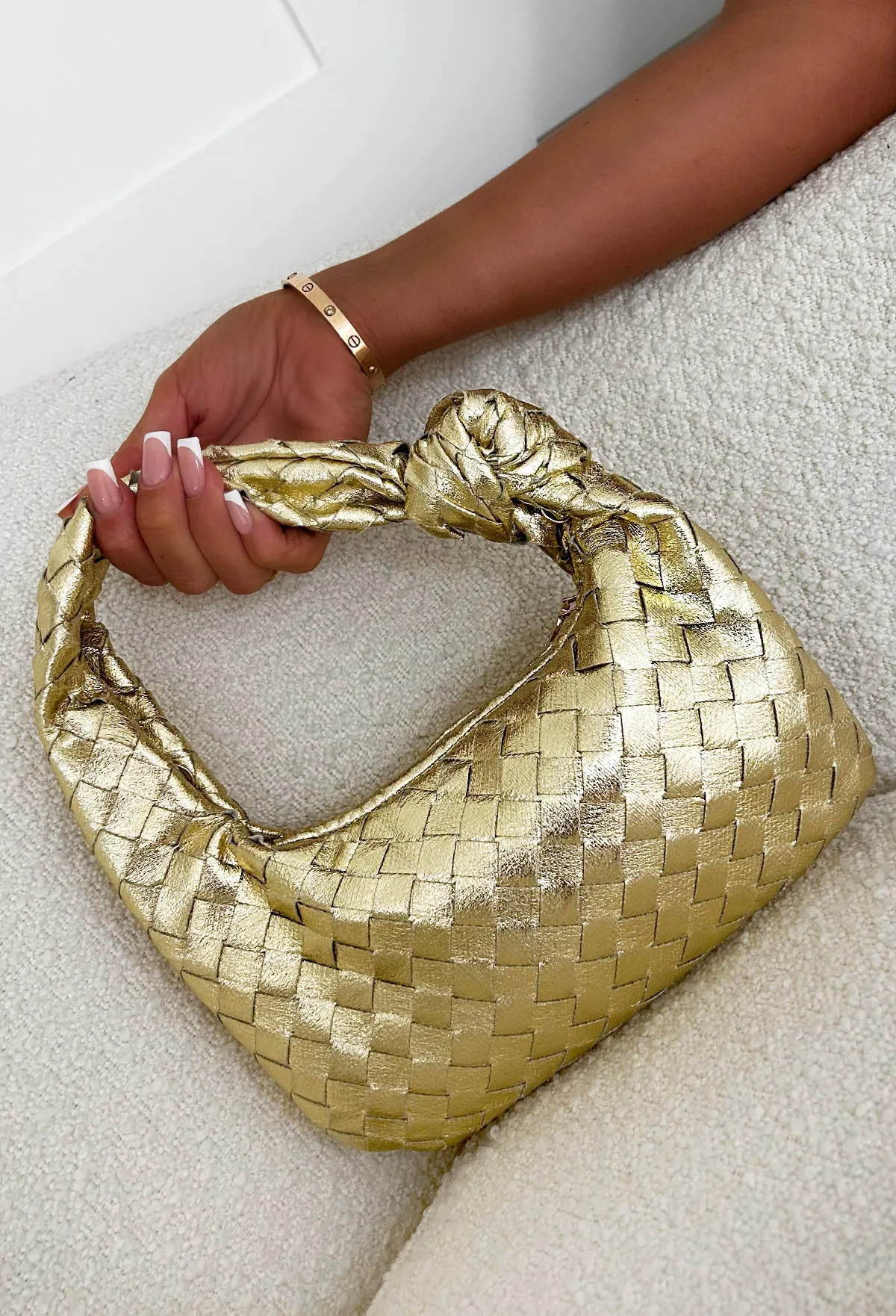 Bank On It Gold Woven Knot Detail Bag