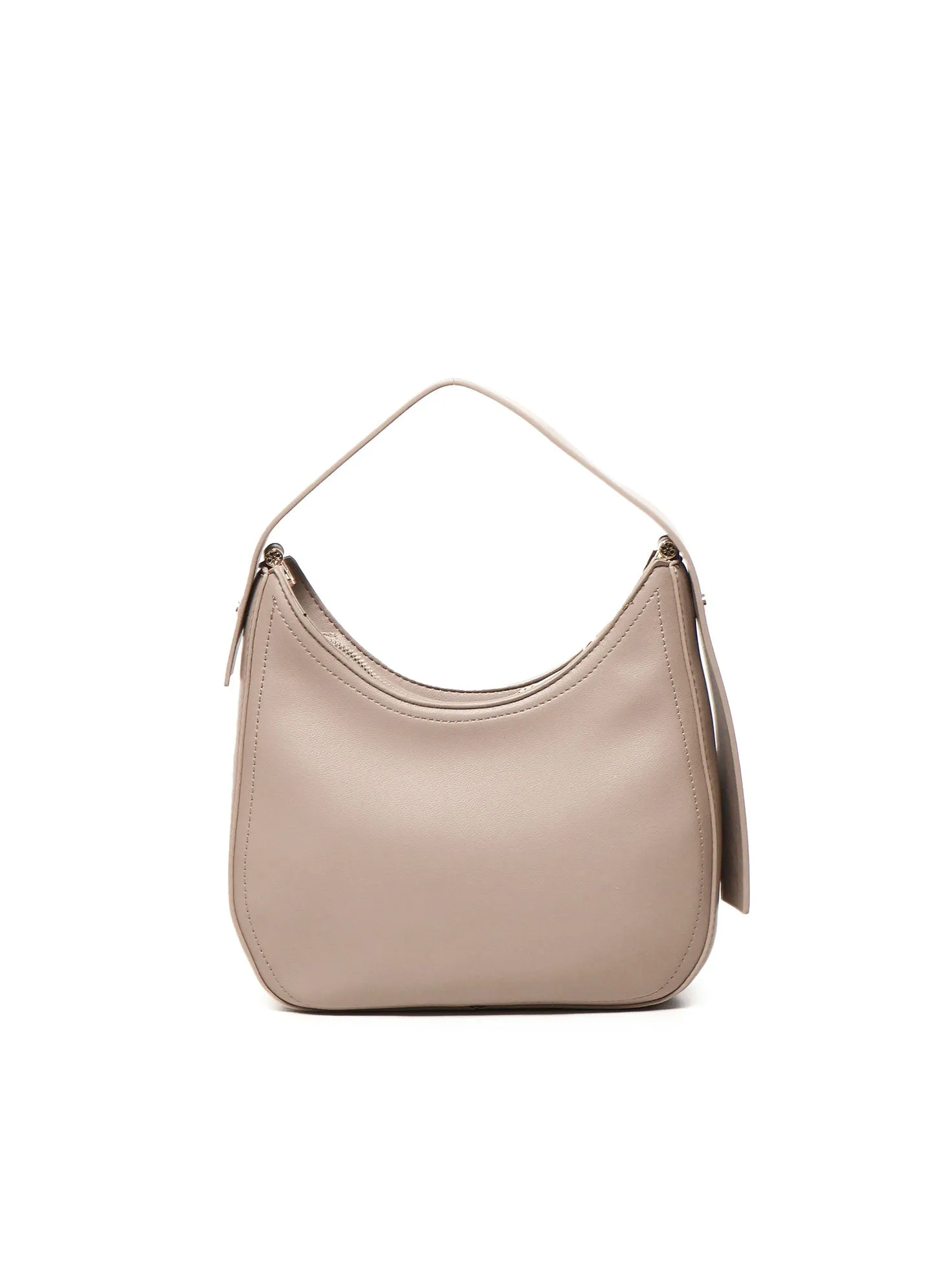 Beige Micrograin Hobo Bag