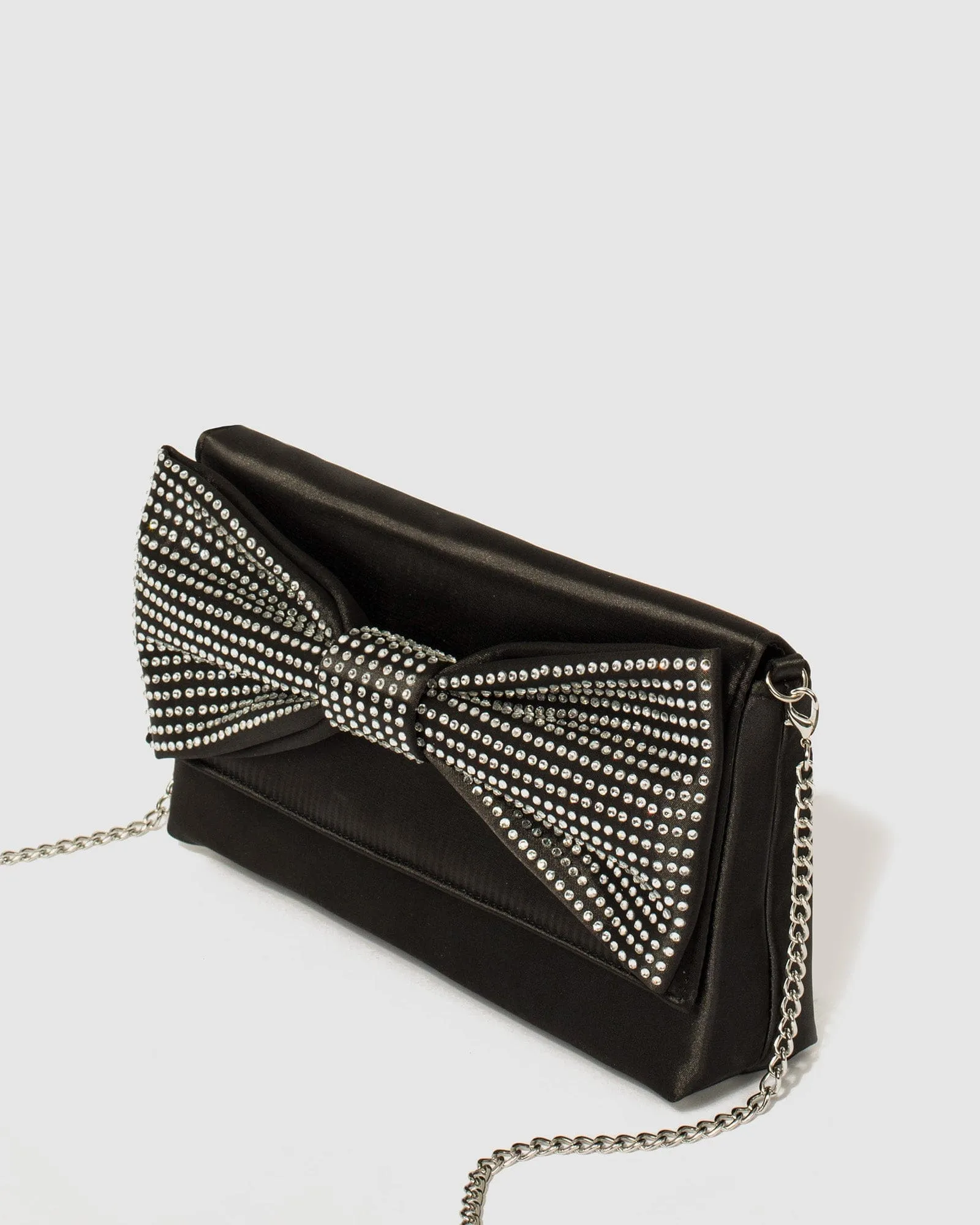 Black Nola Bow Clutch Bag