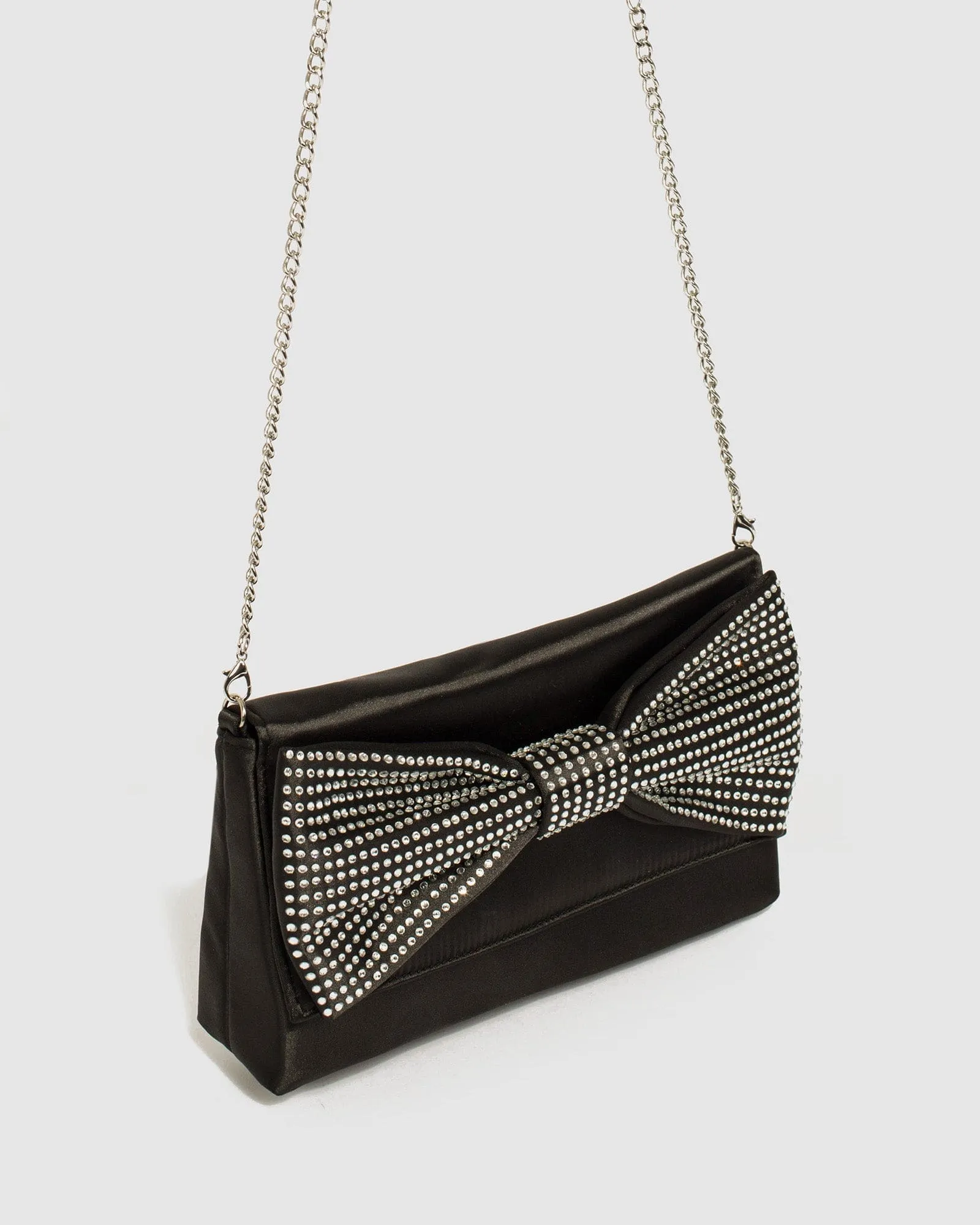 Black Nola Bow Clutch Bag