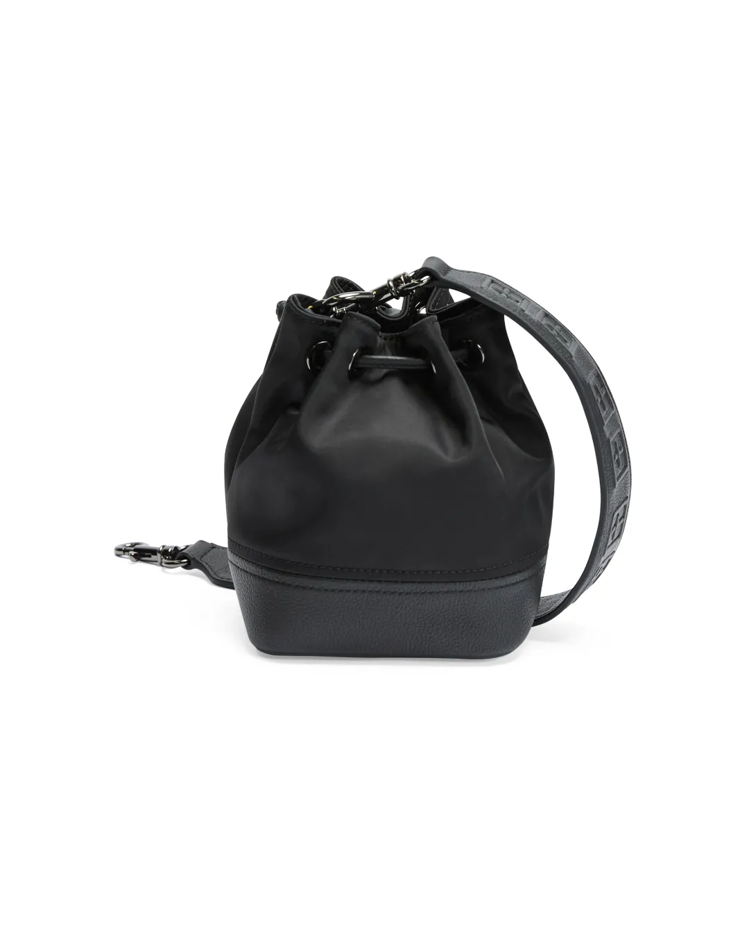 BOX CROSS BUCKET BAG NYLON/LEATHER BLACK