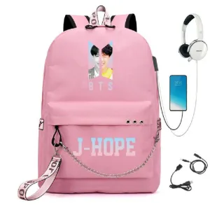 BTS BTS school bag USB charging backpack outdoor sports personalized student school bag-17