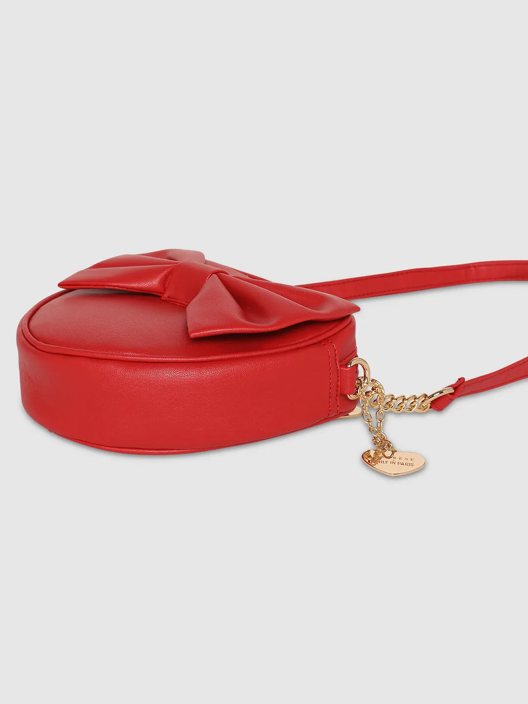 Caprese Emily In Paris Heart Shape With Bow Sling Bag Red