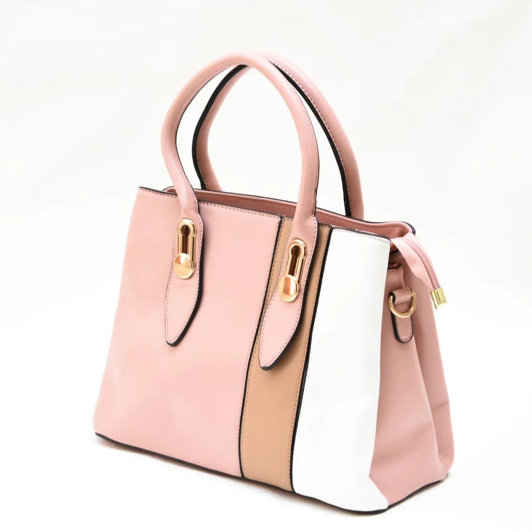 Chic Tricolor Tote Pink