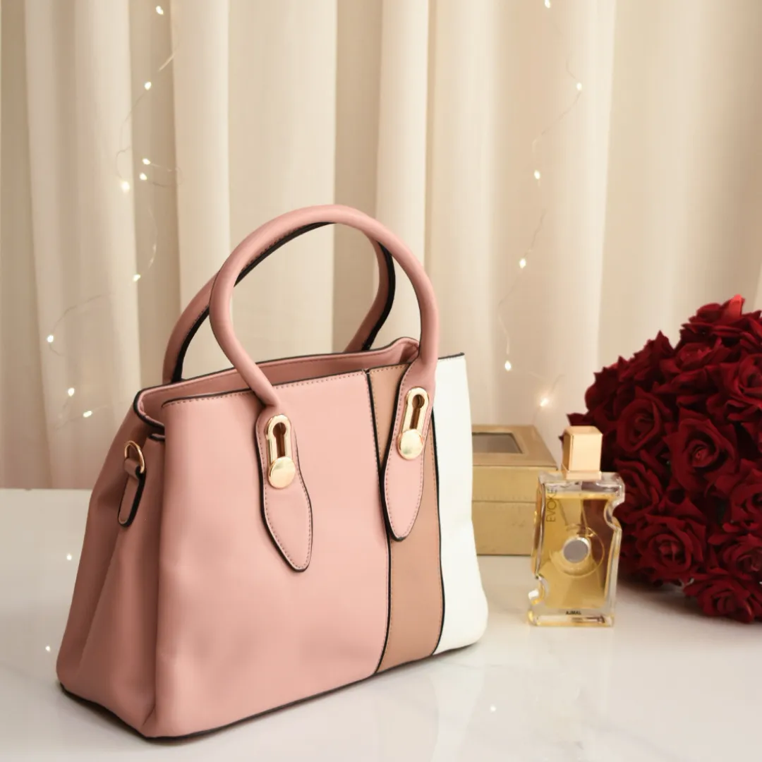 Chic Tricolor Tote Pink