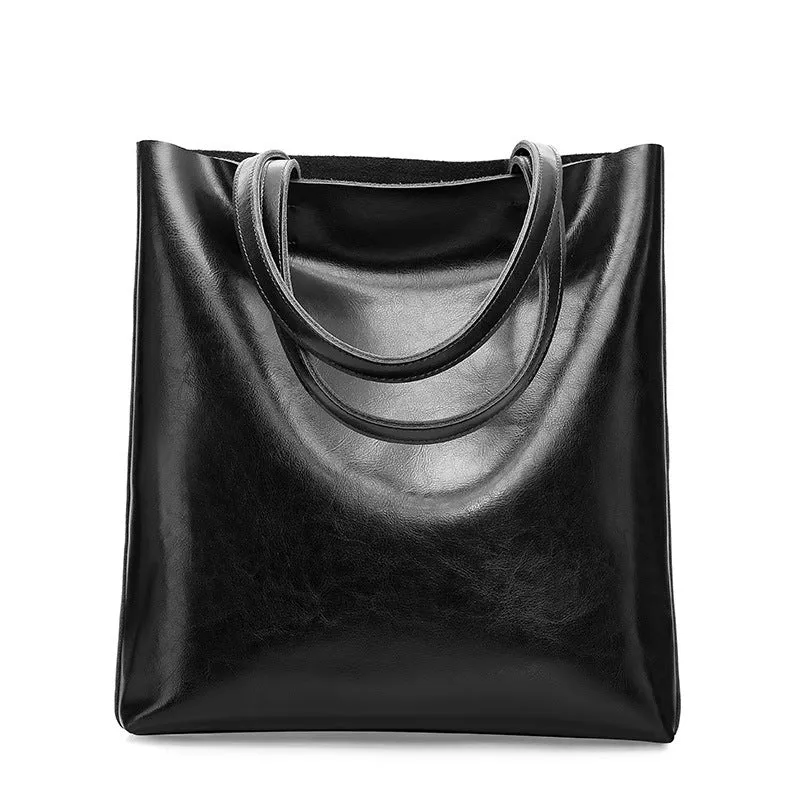 Cowhide Handbags, Fashion Ladies' Bags, Simple Tote Bags, Large-capacity Fashion Handbags