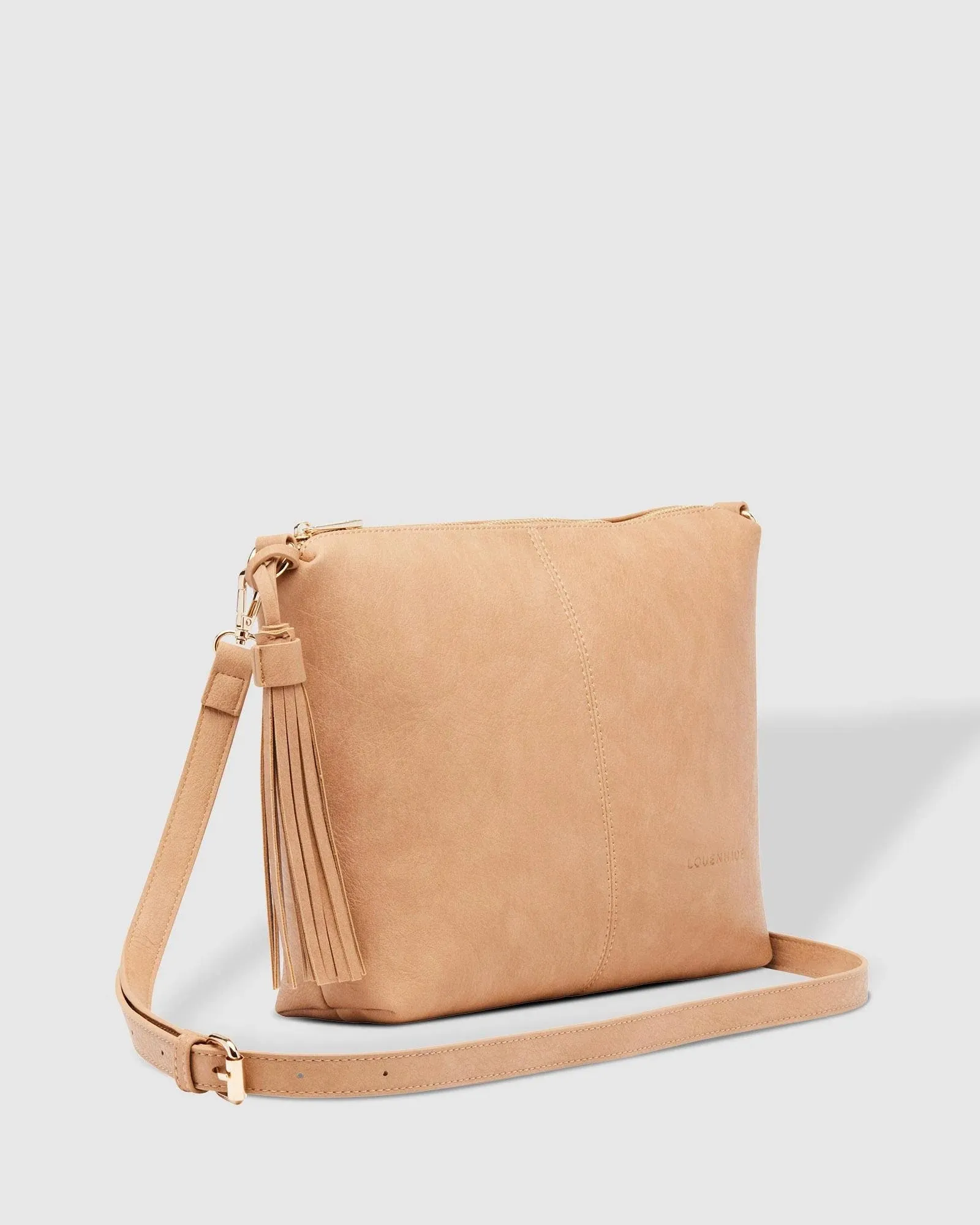 Daisy Crossbody Bag With Stripe Strap Camel