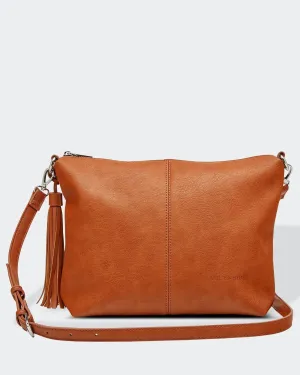 Daisy Crossbody Bag With Stripe Strap Tan