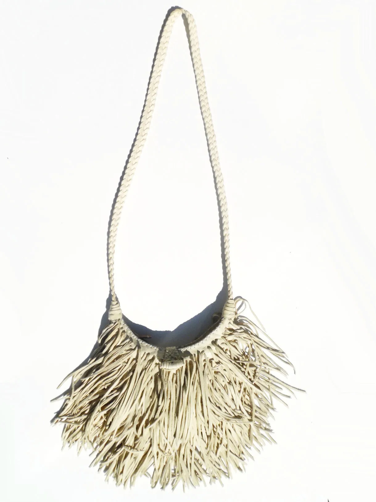 El Fleco Crossbody Fringe Bag Vanilla