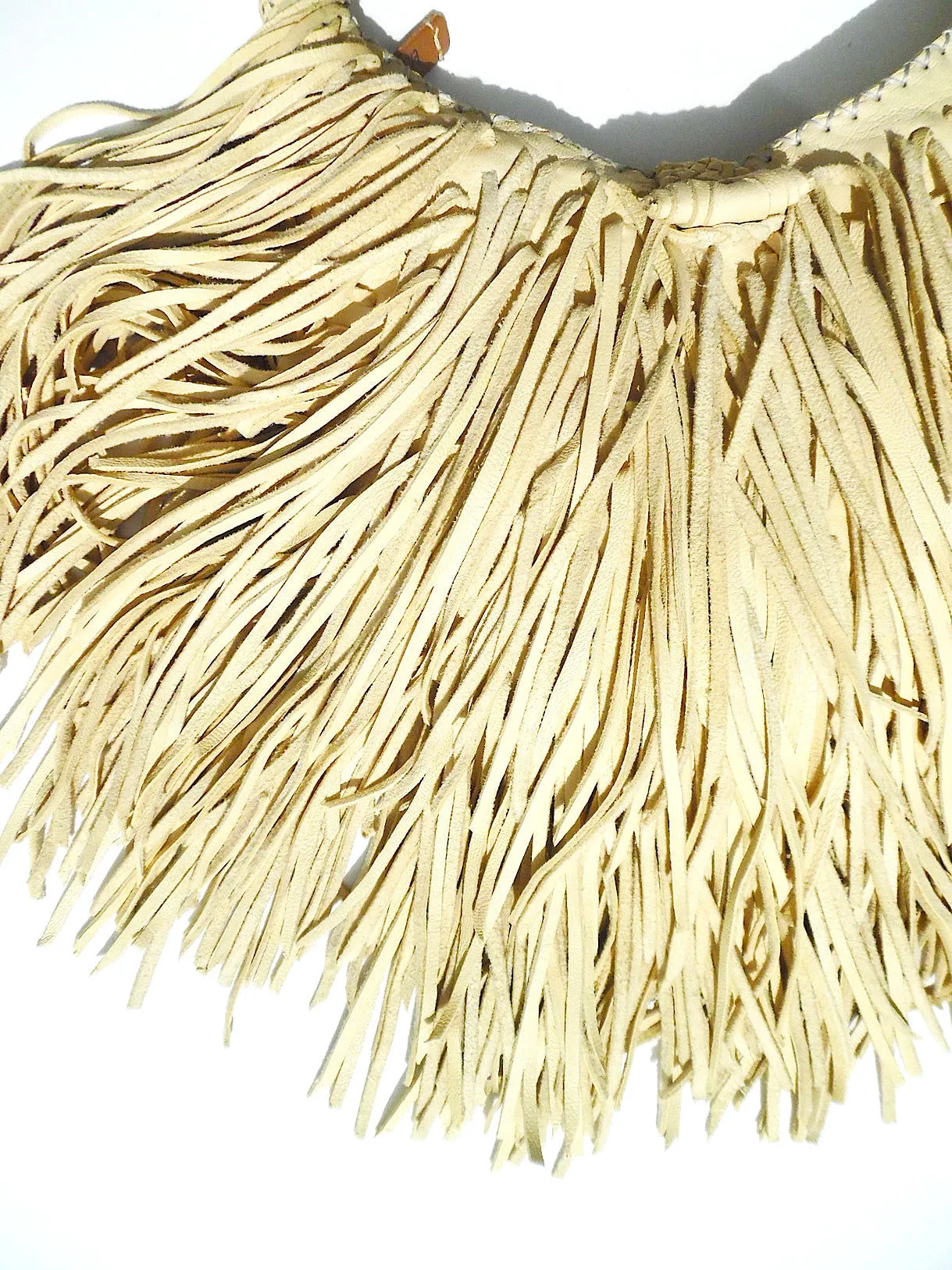 El Fleco Crossbody Fringe Bag Vanilla