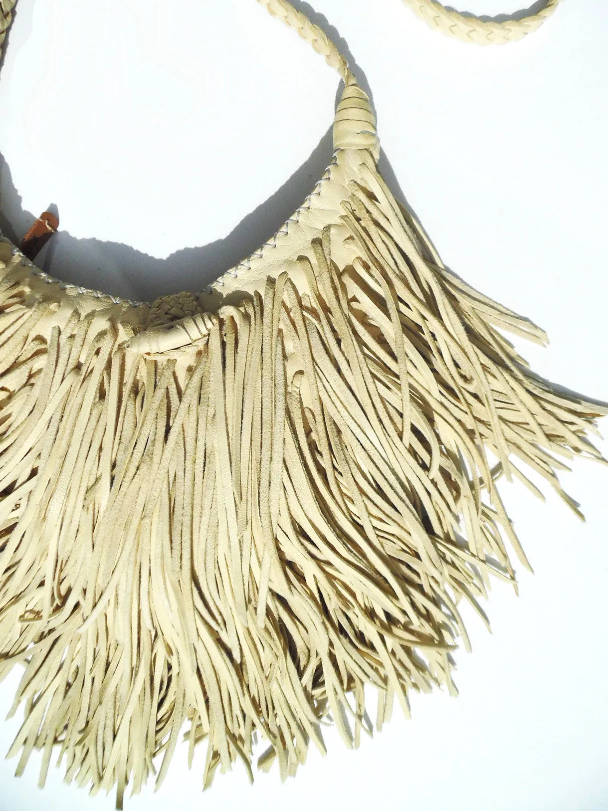 El Fleco Crossbody Fringe Bag Vanilla