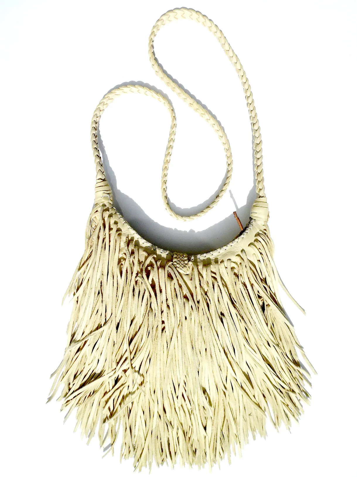 El Fleco Crossbody Fringe Bag Vanilla