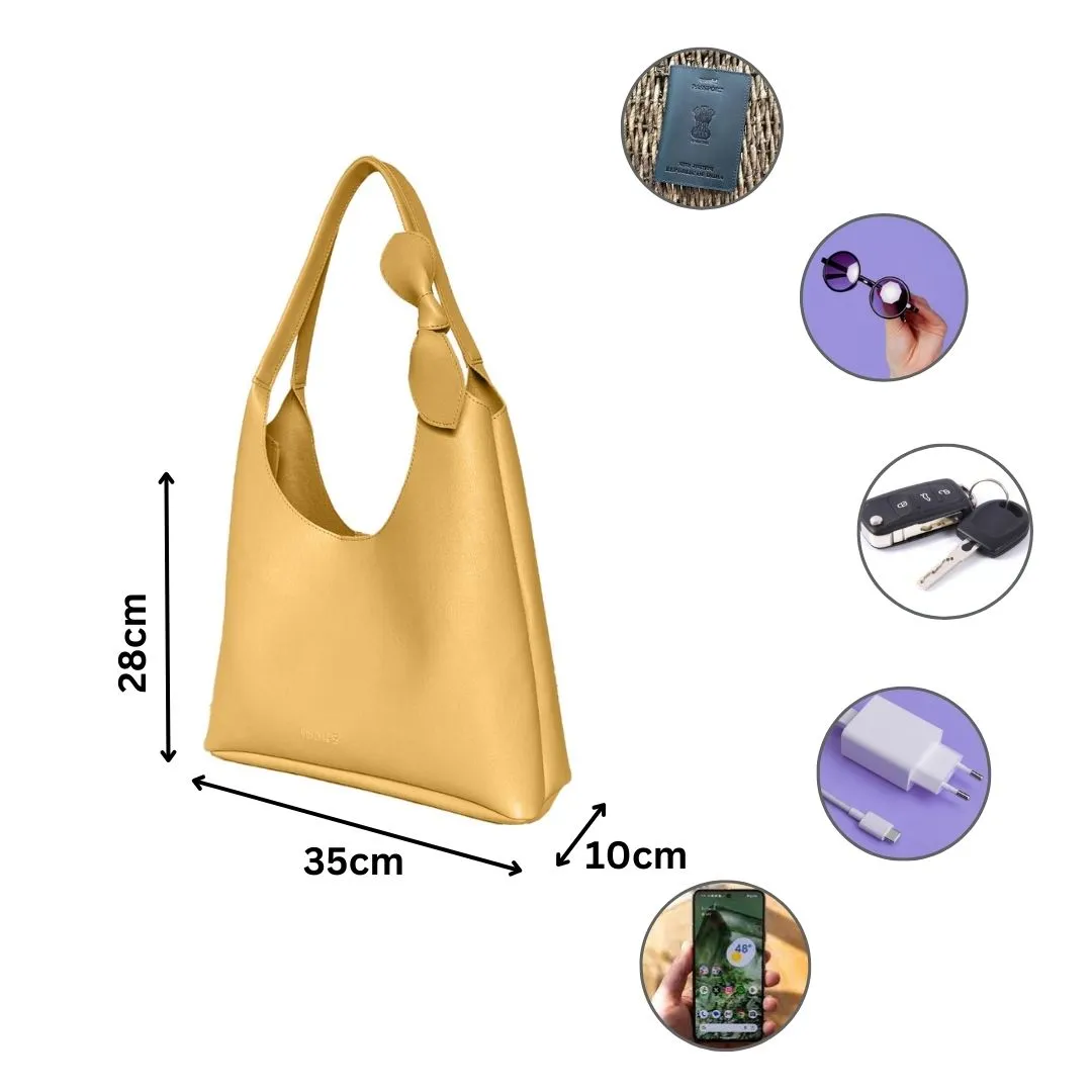 Elegant Shoulder Hobo Yellow Bag For Women & Girls