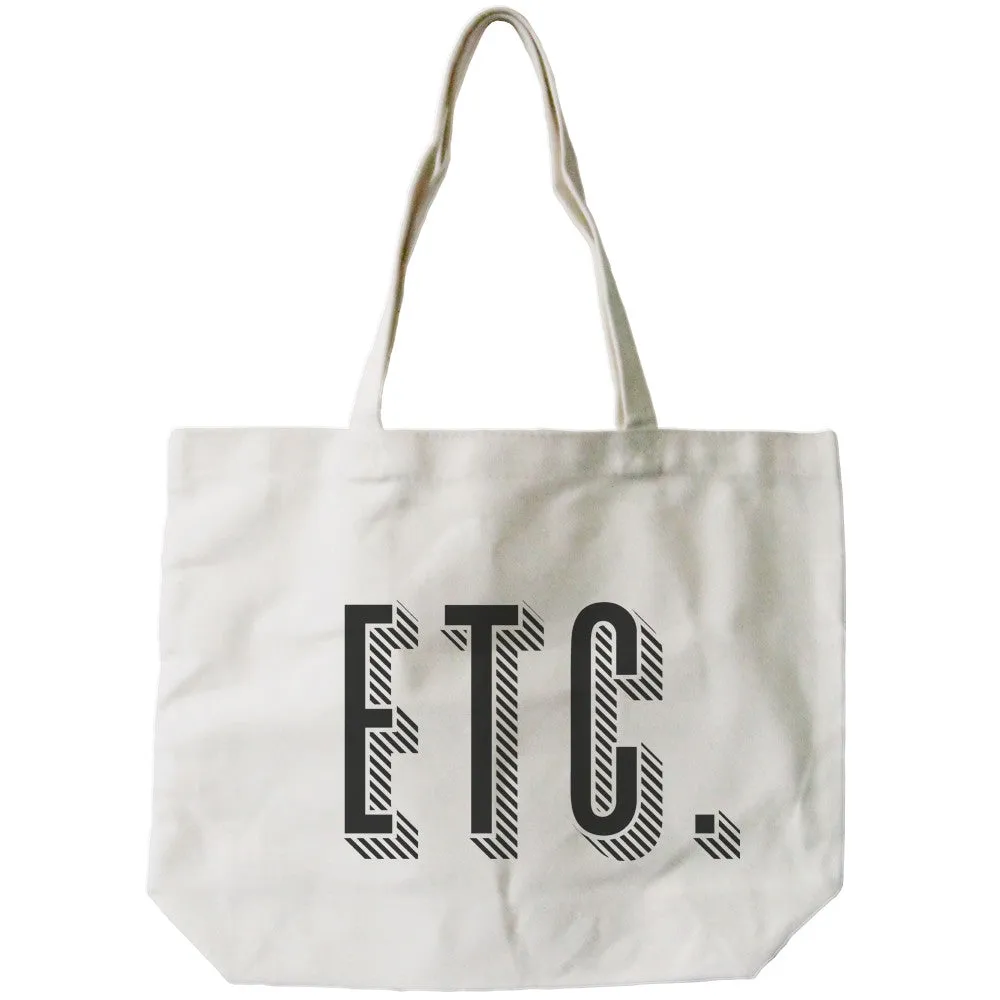 Etc. Graphic Printed Canvas Natural Bag Trendy Canvas Tote Book Bag