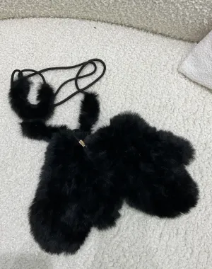 Faux Fur Mits Black