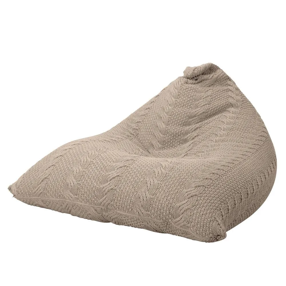 Gaming Lounger Bean Bag - Knitted  Cable Cream