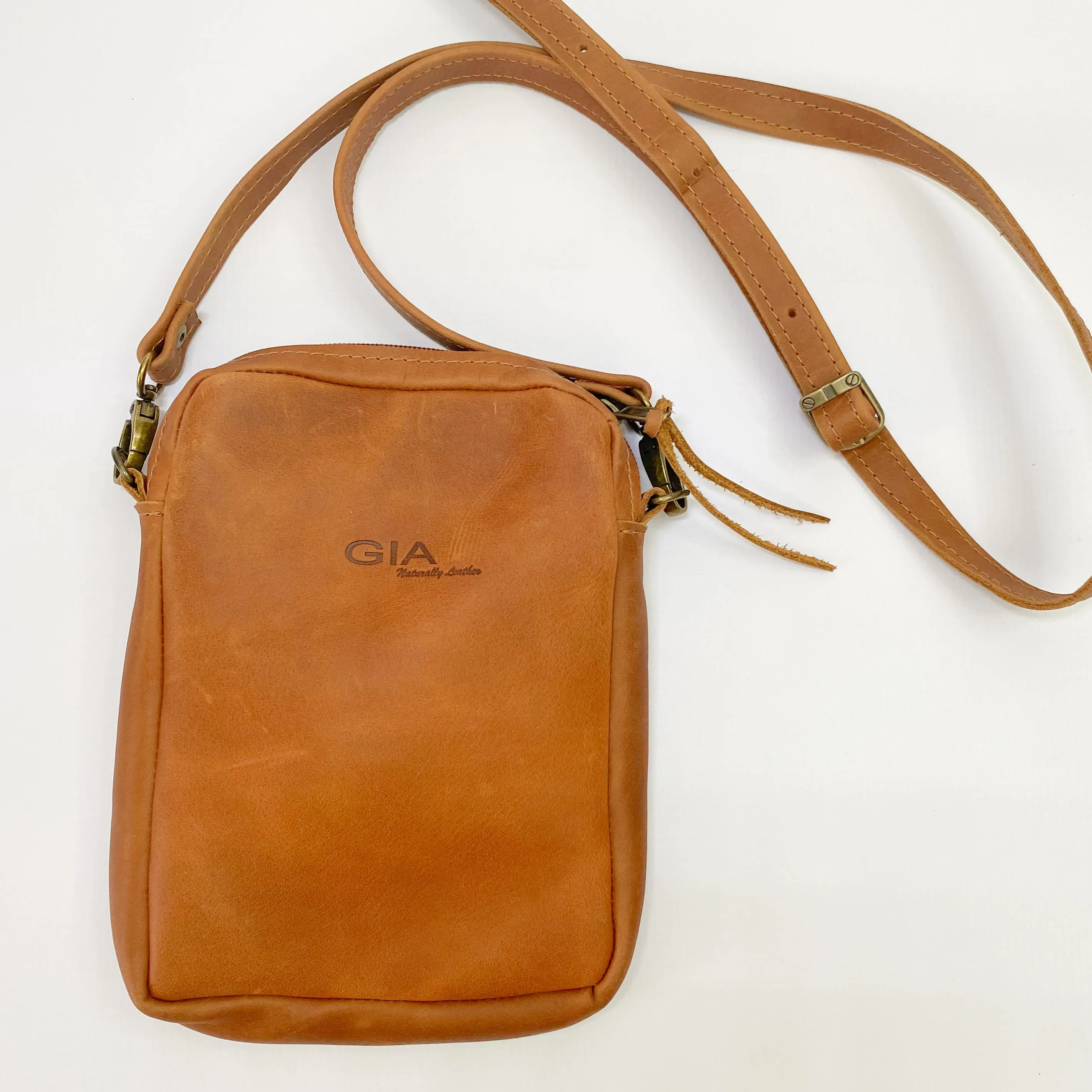 Gia leather tan crossbody bag