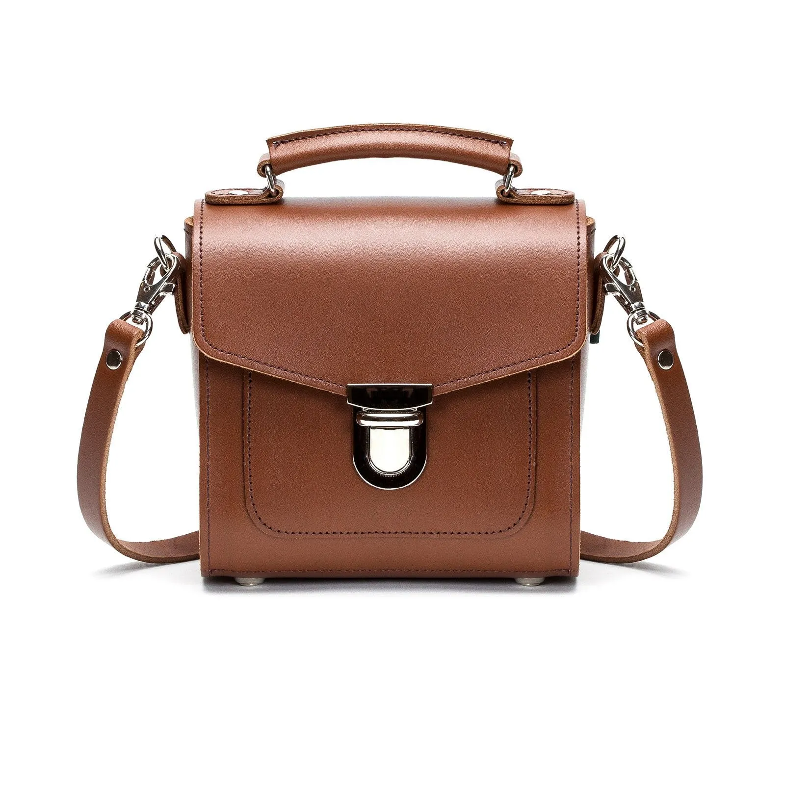 Handmade Leather Sugarcube Handbag - Chestnut