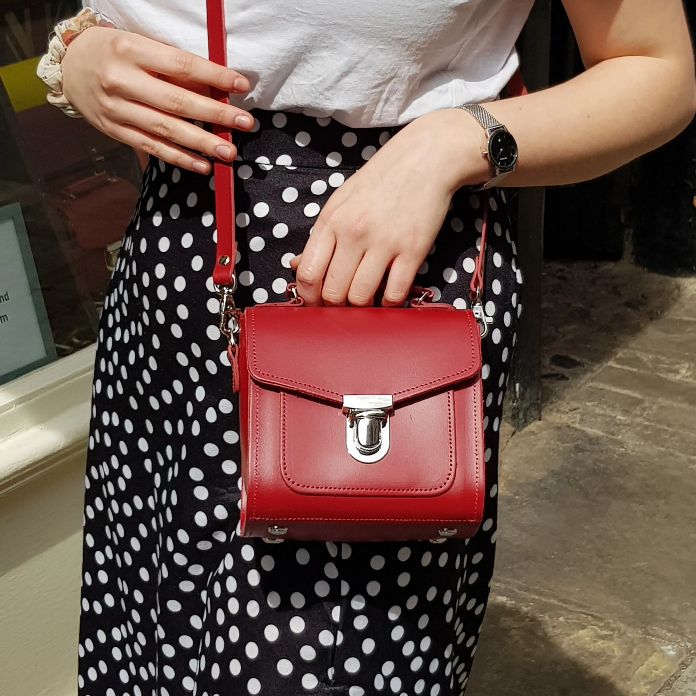 Handmade Leather Sugarcube Handbag - Chestnut