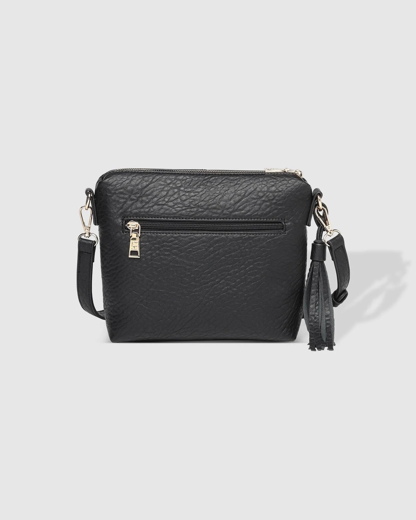 Kasey Textured Crossbody Bag With Logo Strap Black