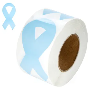 Large Light Blue Ribbon Stickers (250 per Roll)