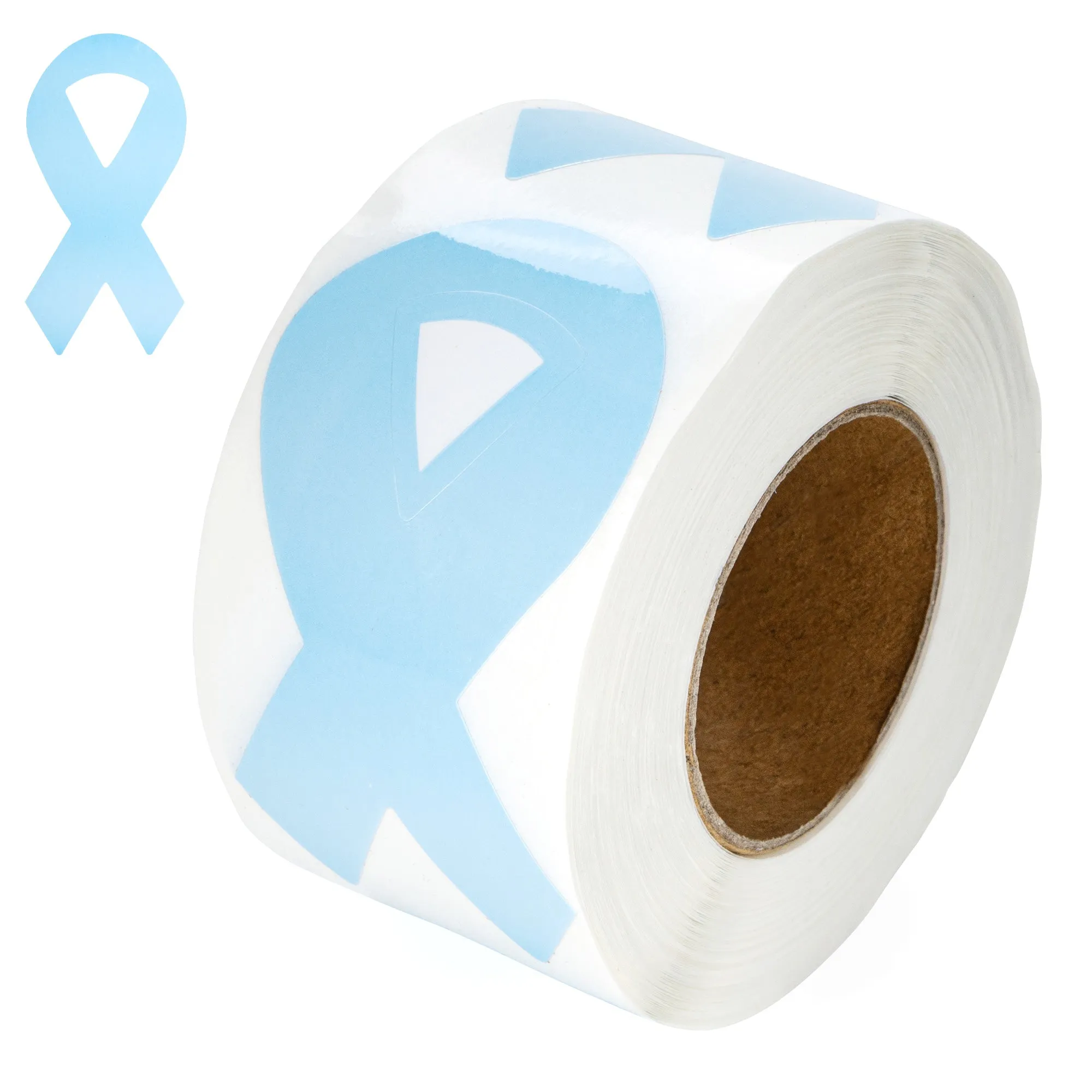 Large Light Blue Ribbon Stickers (250 per Roll)