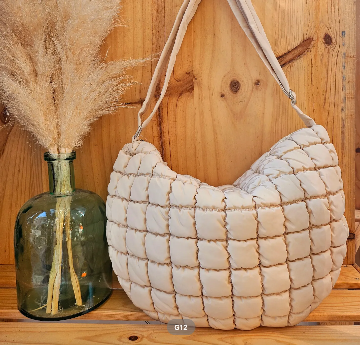 Large Quilted Bag Beige