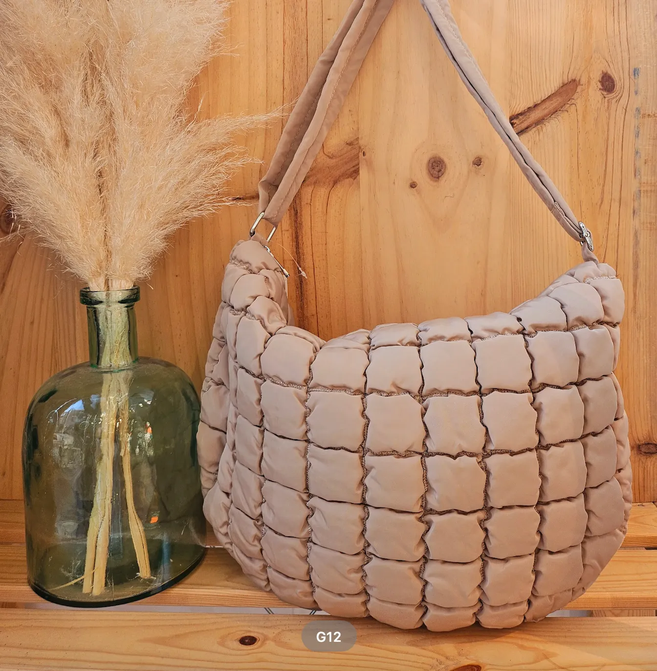 Large Quilted Bag Taupe