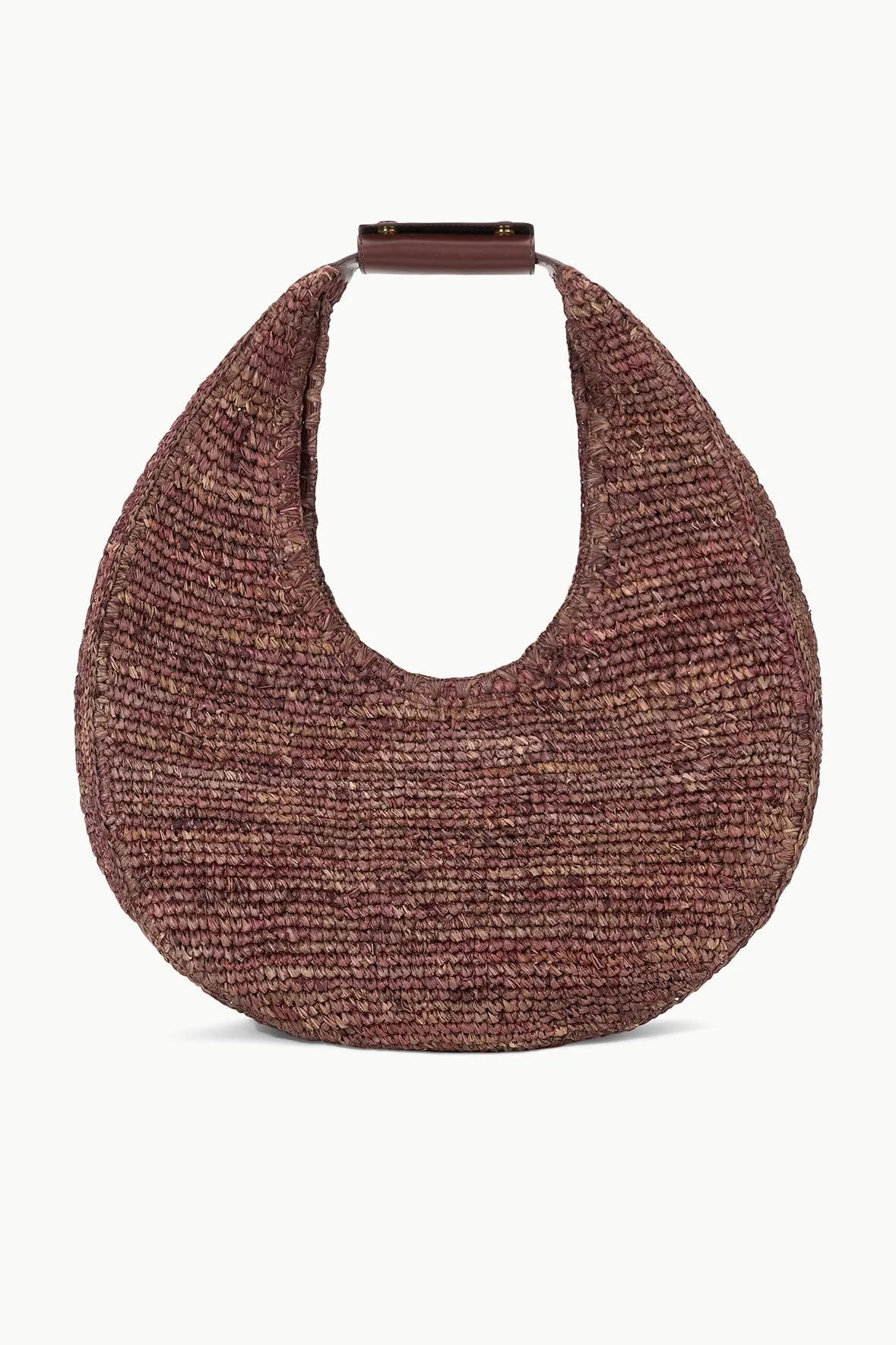 LARGE RAFFIA MOON TOTE BAG | MAHOGANY