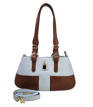 Light Blue/ Cognac Baguette Lock Back