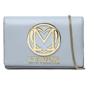 Love Moschino Elegant Light Blue Faux Leather Shoulder Bag