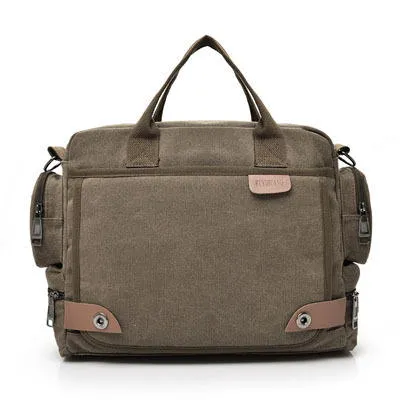 Men Quality Canvas Casual Business Large Capacity Functional Handbag Crossbody Bag