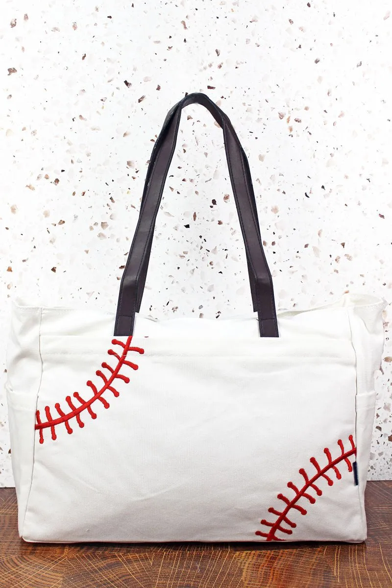 NGIL Embroidered Baseball Laces Day to Day Shoulder Tote