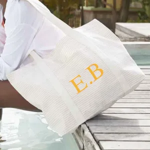 Personalised Stripe Cotton Extra Large Beach Bag