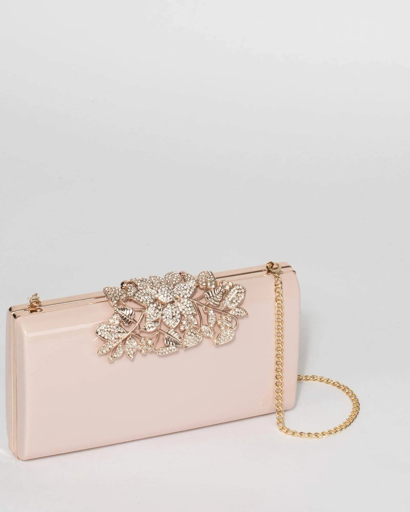 Pink Floral Clip Clutch Bag