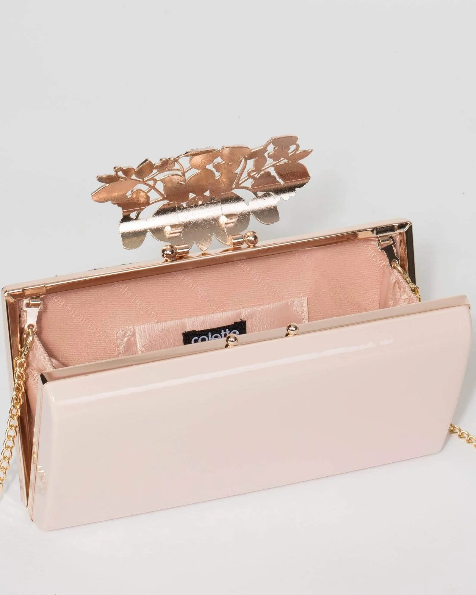 Pink Floral Clip Clutch Bag