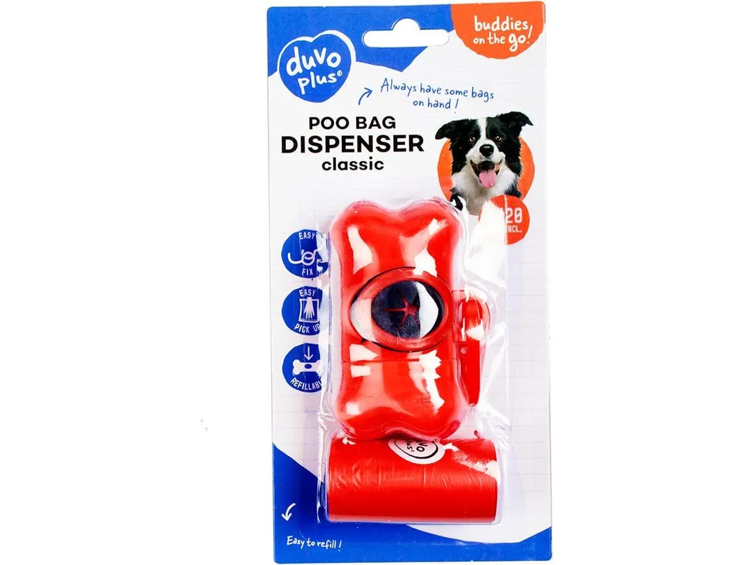 Poo bag dispenser bone 2x20st red