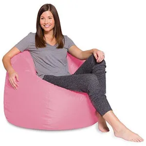 Posh Beanbags Big Comfy Bean Bag Posh Large Beanbag Chairs with Removable Cover for Kids, Teens and Adults Polyester Cloth Puff Sack Lounger Furniture for All Ages, 35in, Solid: Pink