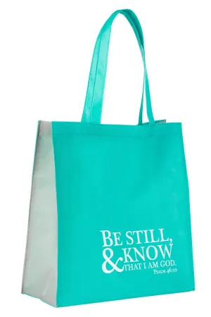 Psalm 46:10 'Be Still & Know' Teal Tote Bag