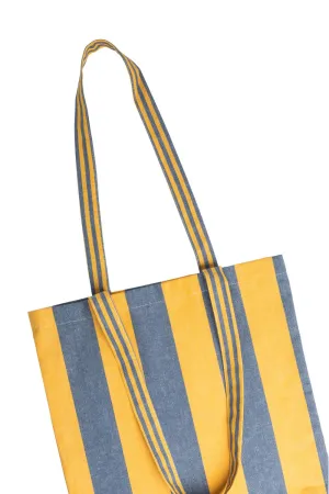 Shopping Bag in Yellow & Blue Stripes