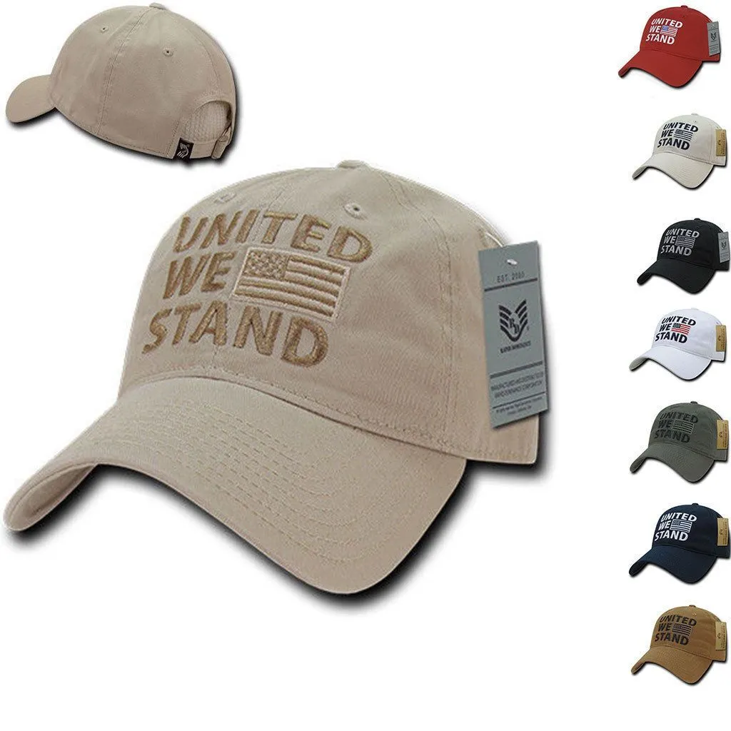 United We Stand USA American Flag Patriotic Baseball Dad Polo Cotton Caps Hats